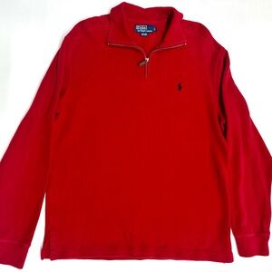 Polo Ralph Lauren Deep Red Quarter-Zip Sweater Men’s Large‎